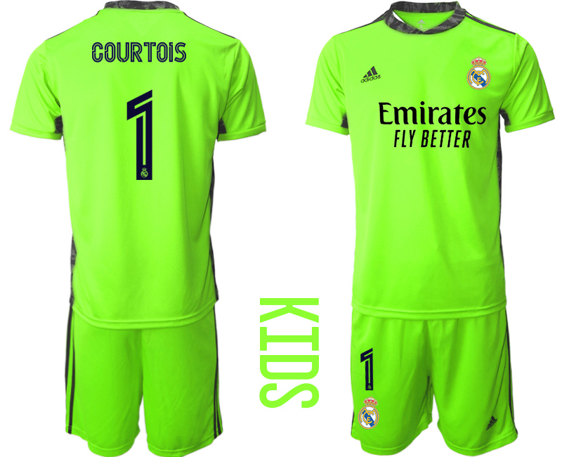 Youth 2020-2021 club Real Madrid fluorescent green goalkeeper #1 Soccer Jerseys1